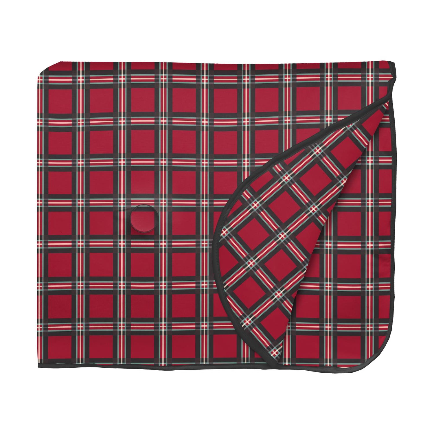 Print Fluffle Throw Blanket with Embroidery in Classic Holiday Plaid
