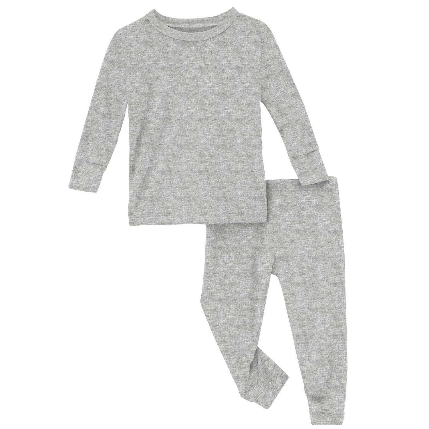 Long Sleeve Pajama Set in Heathered Mist (324861)