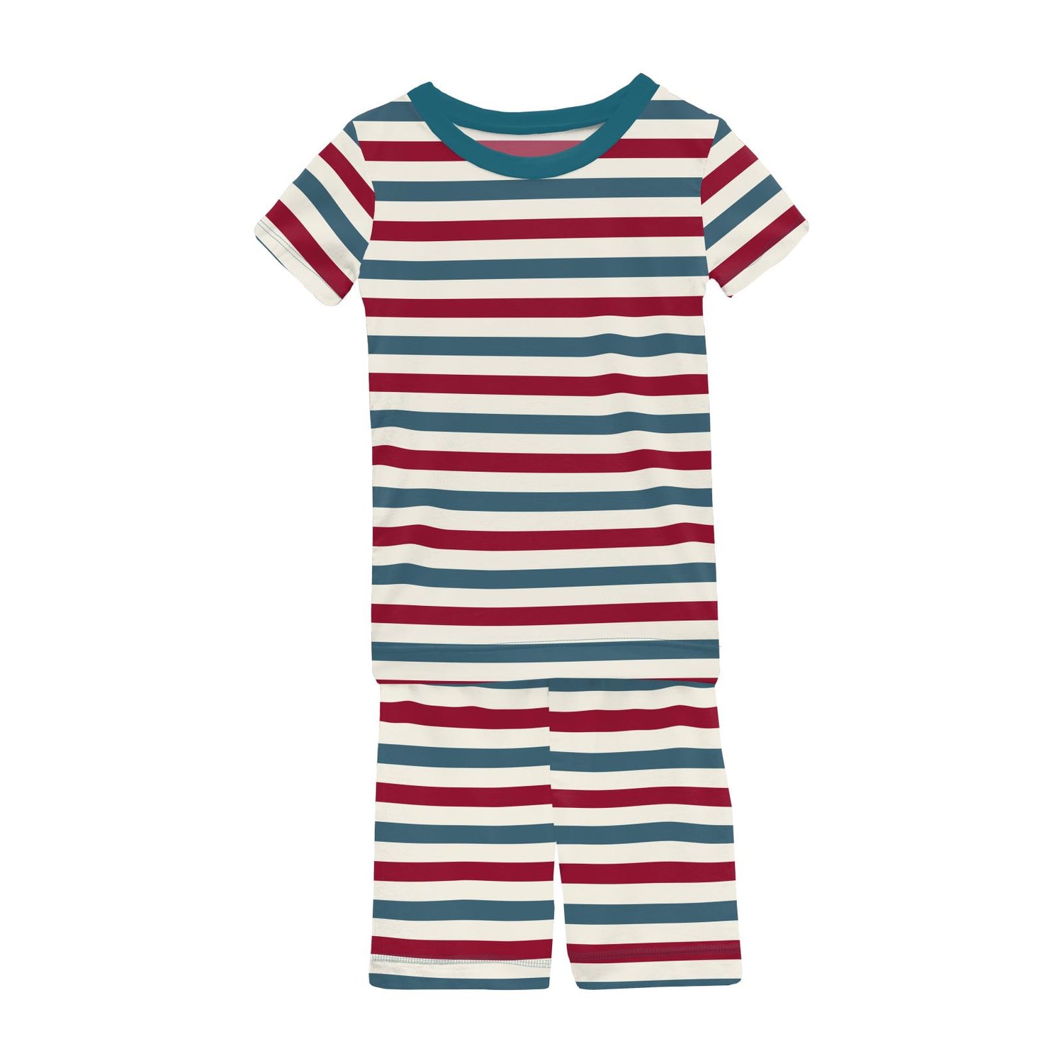 Print Short Sleeve Pajama Set with Shorts in USA Stripe (325056)