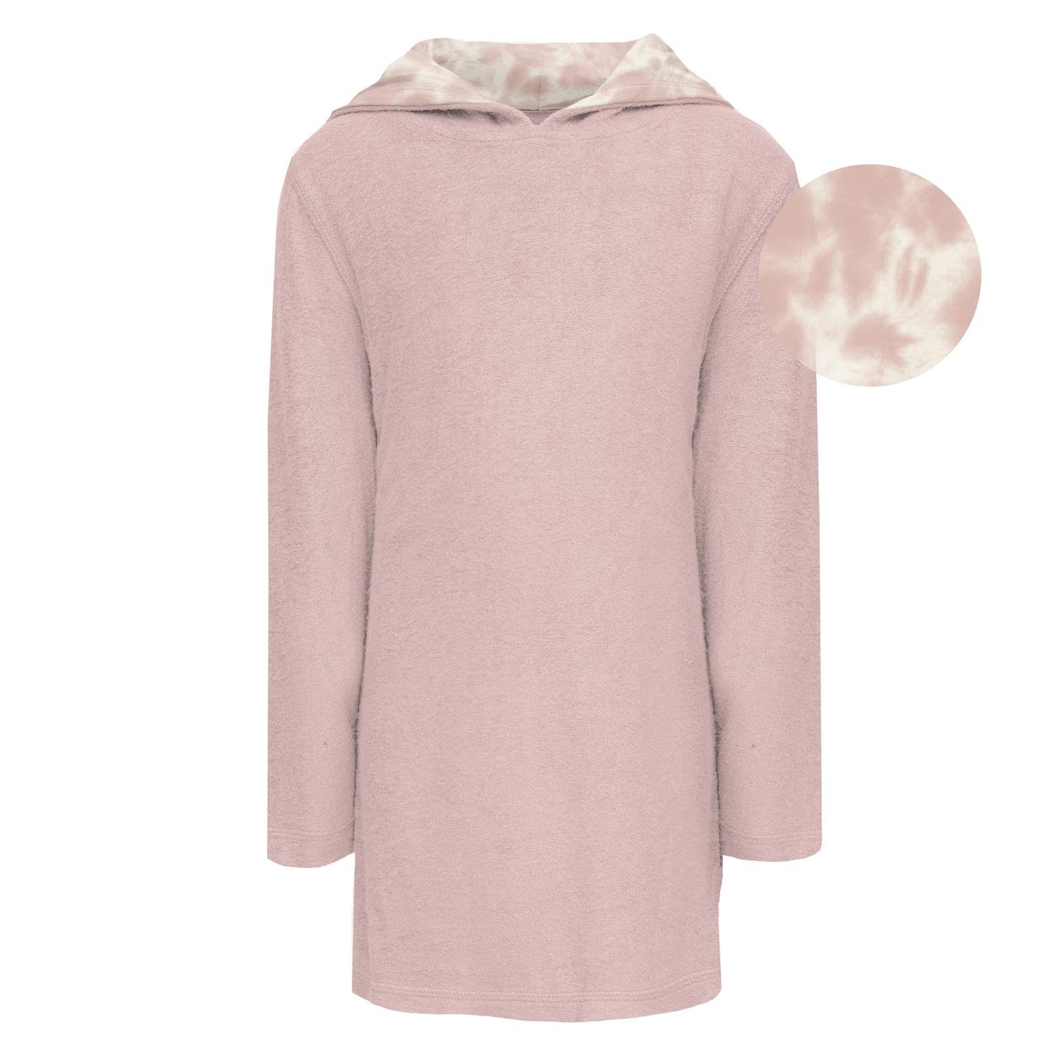 Terry Pull-over After Swim Robe with Print Lined Hood in Baby Rose with Baby Rose Tie Dye (245701)