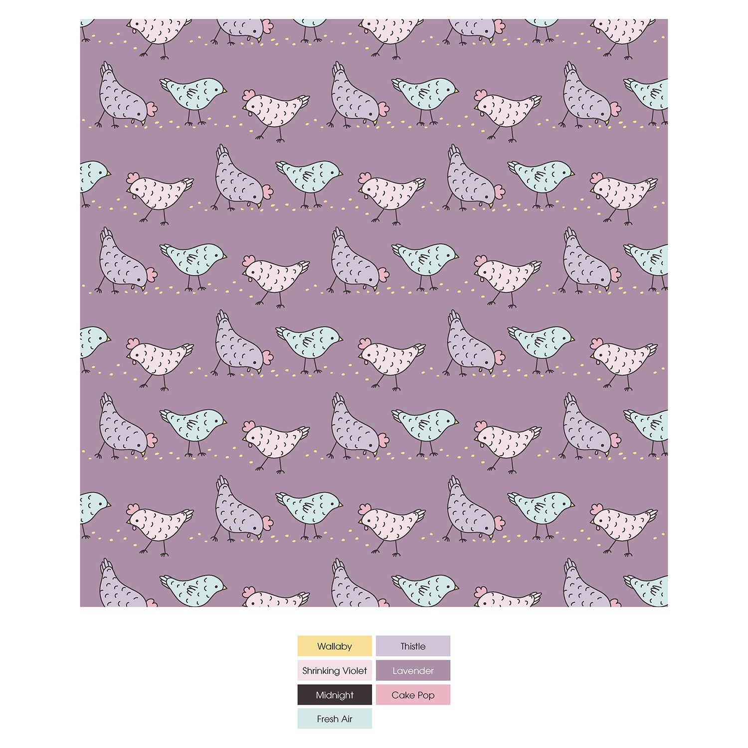 Long Sleeve Graphic Tee Pajama Set in Lavender Chickens (315658)