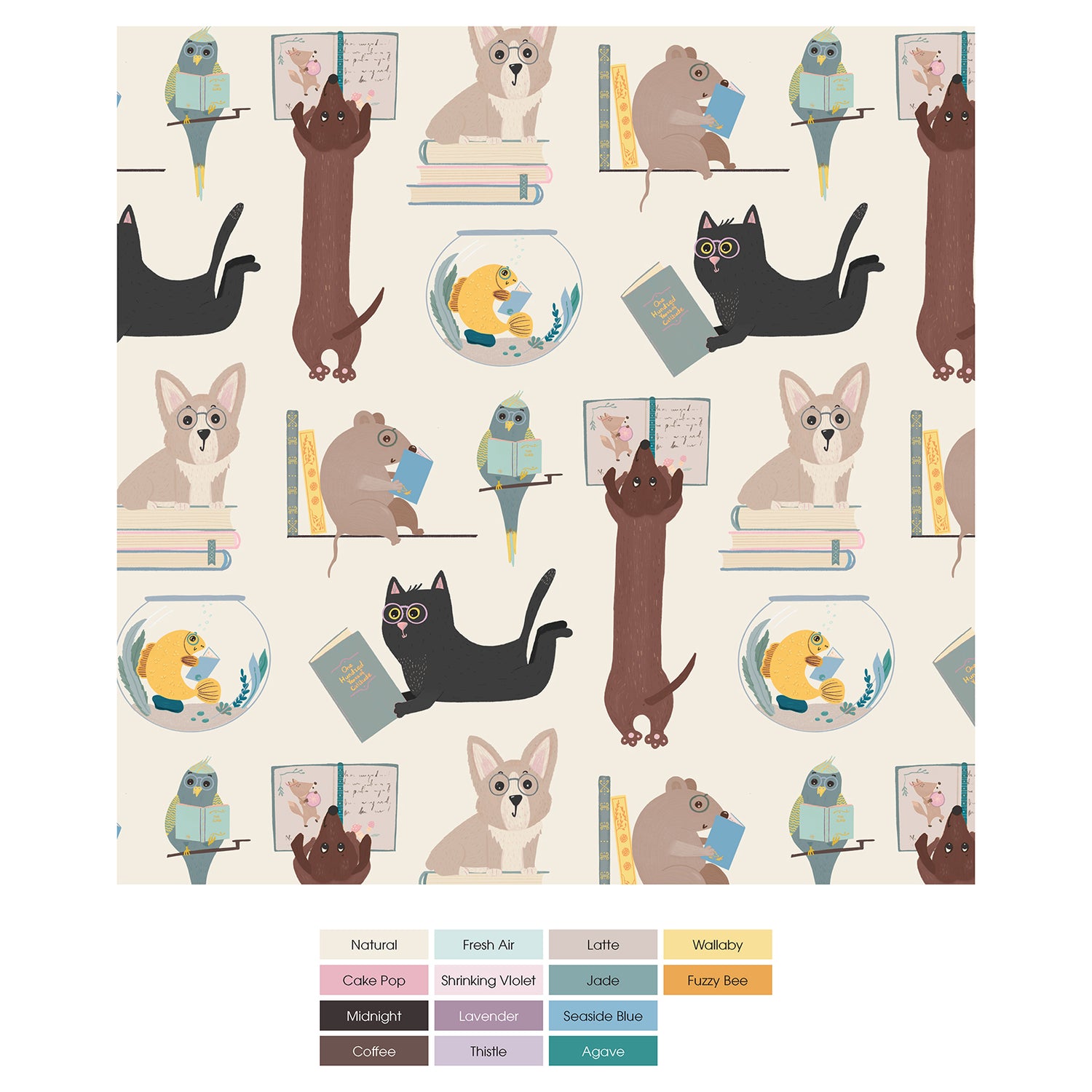 Print Footie with 2 Way Zipper in Natural Books & Pets (316817)