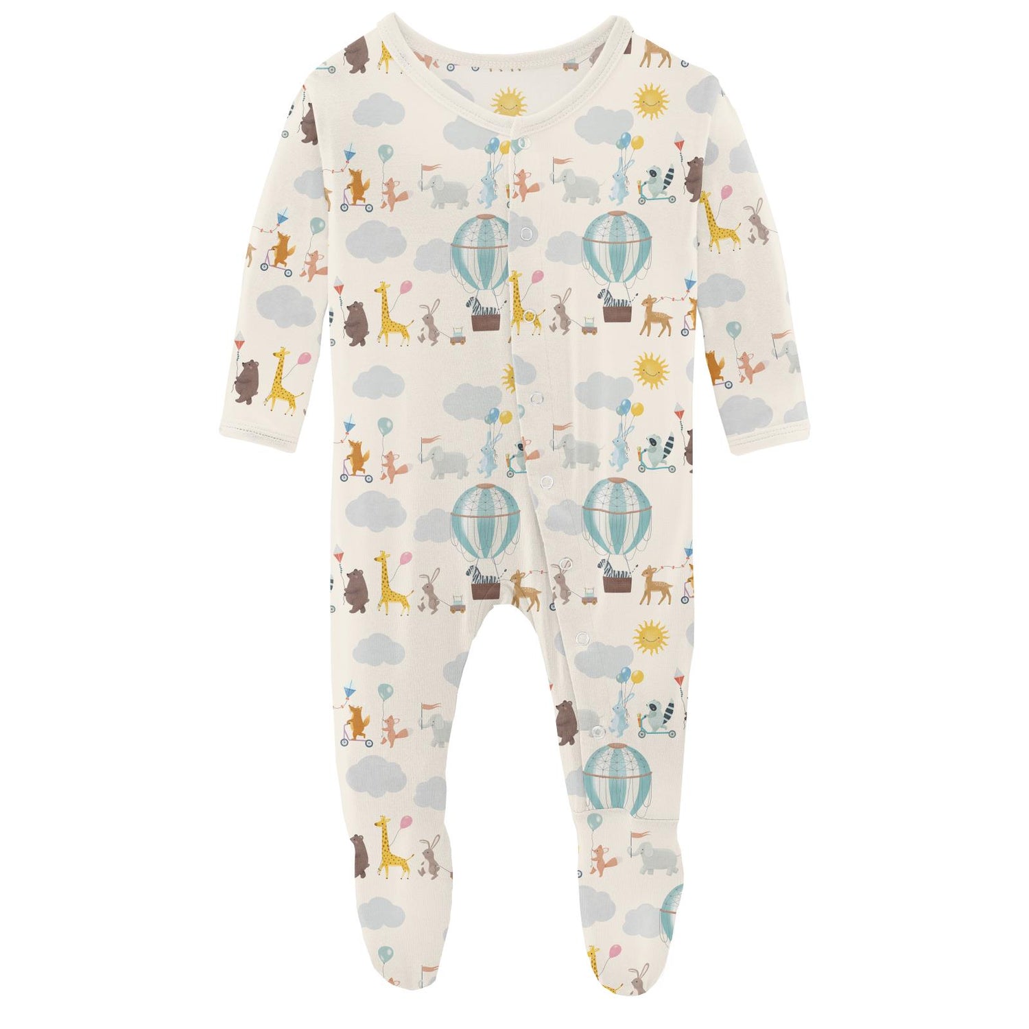 Print Footie with Snaps in Natural Animal Parade (336211)