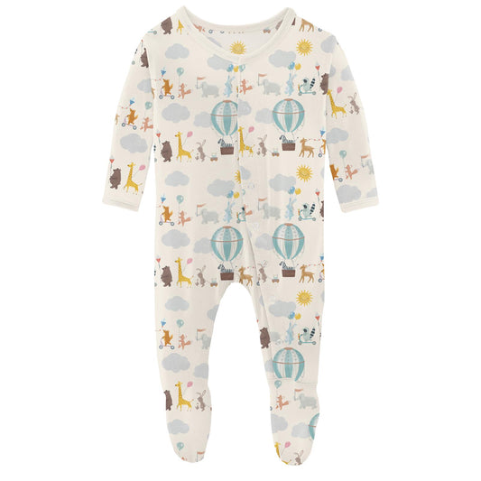 Print Footie with Snaps in Natural Animal Parade (336211)