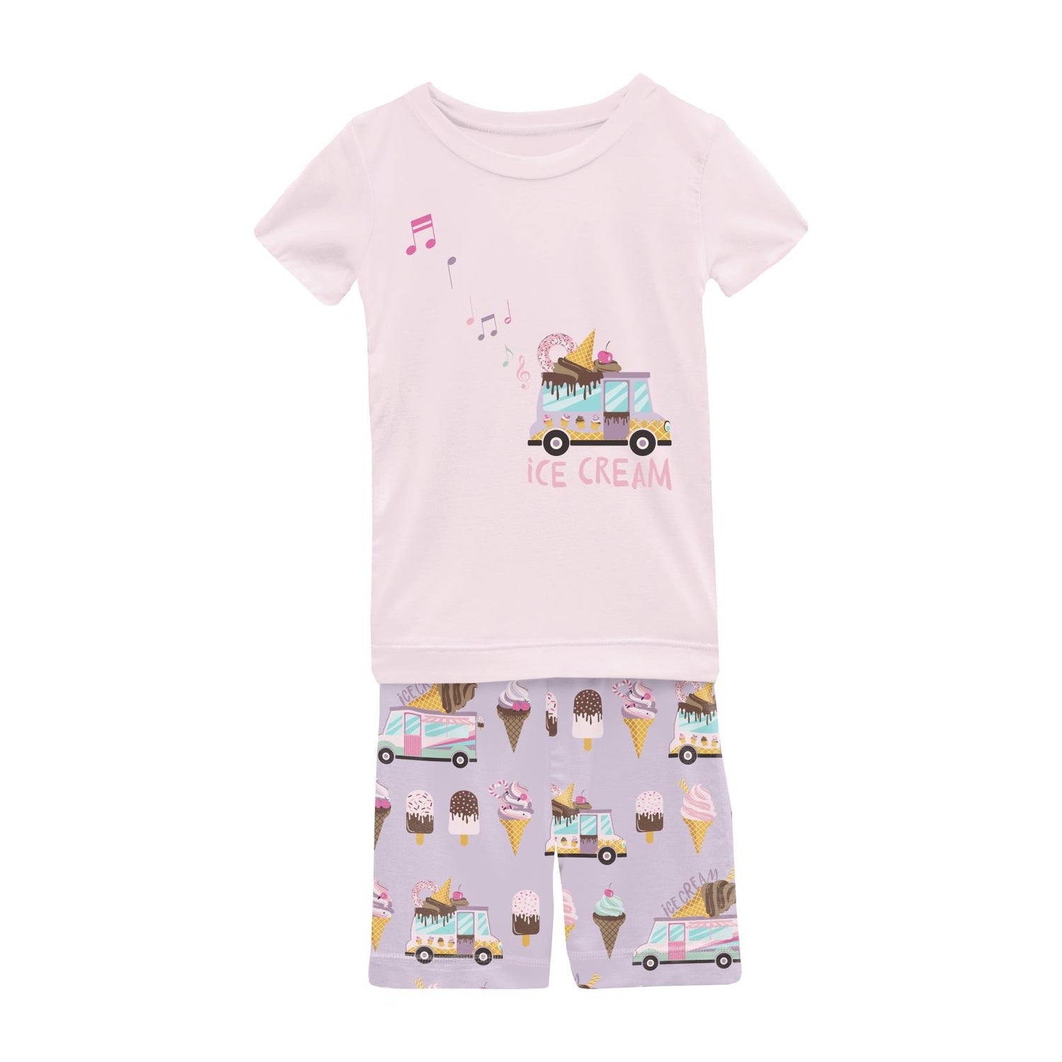 Short Sleeve Graphic Tee Pajama Set with Shorts in Thistle Ice Cream Truck (336221)