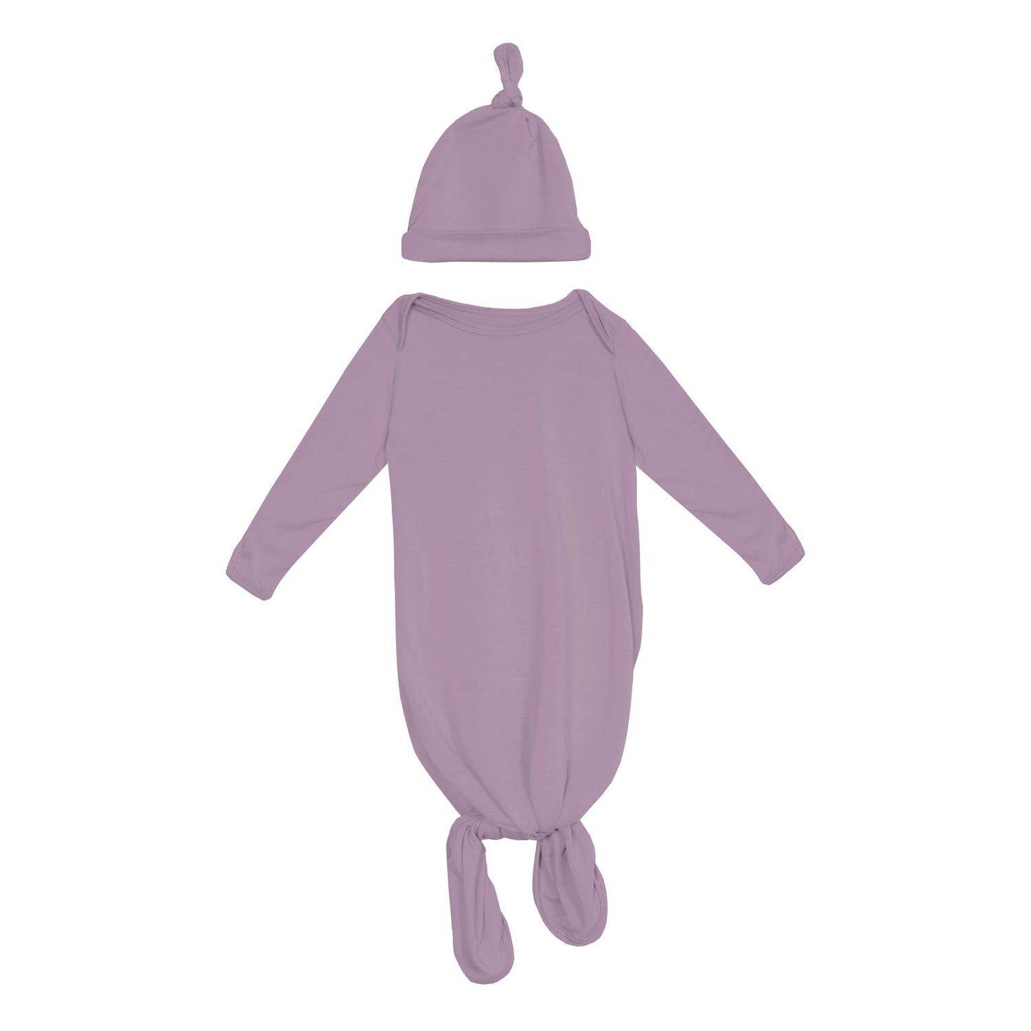 Knotted Layette Gown & Hat Set in Lavender