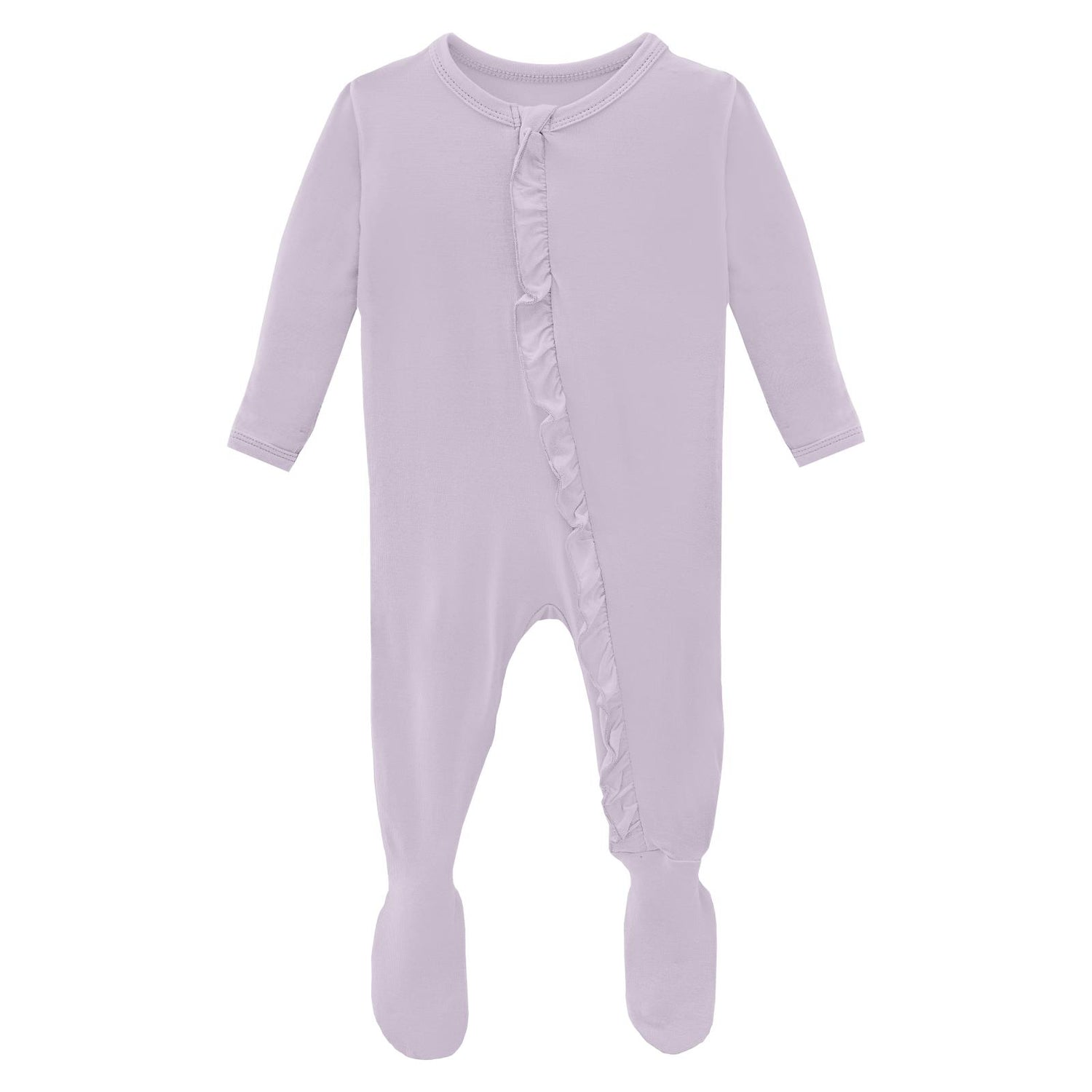 Classic Ruffle Footie with 2 Way Zipper in Thistle