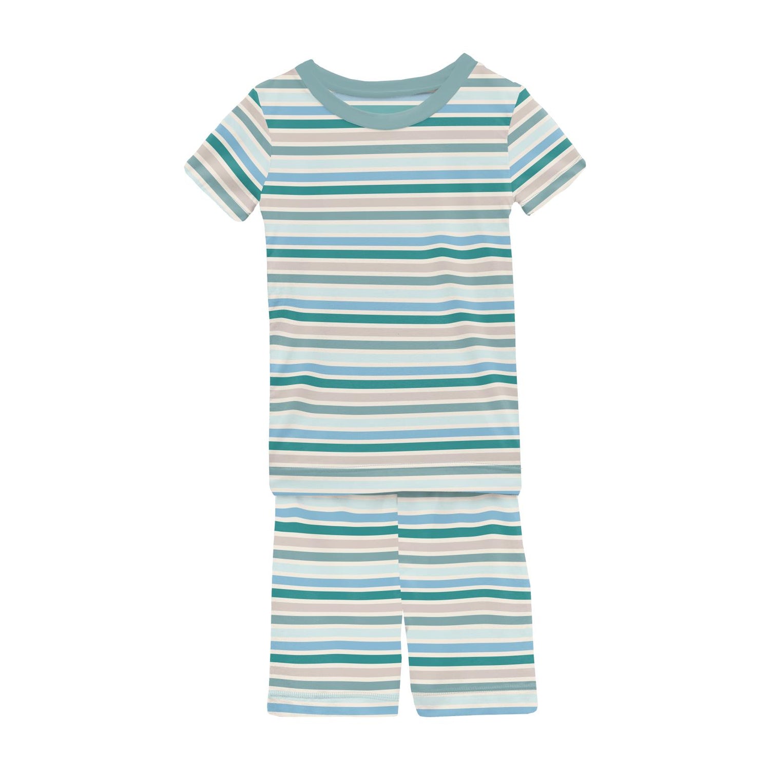 Print Short Sleeve Pajama Set with Shorts in Lakeside Stripe (336453)