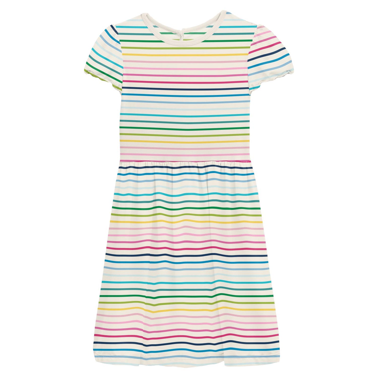 Print Flutter Sleeve Twirl Dress with Pockets in Happy Stripe (336702)