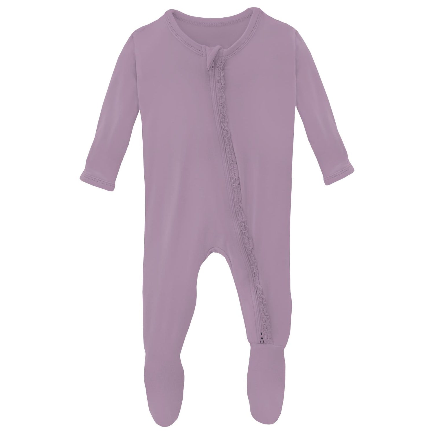 Muffin Ruffle Footie with 2 Way Zipper in Lavender