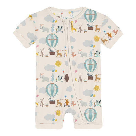 Print Shorty Sleeper with Zipper in Natural Animal Parade (336758)