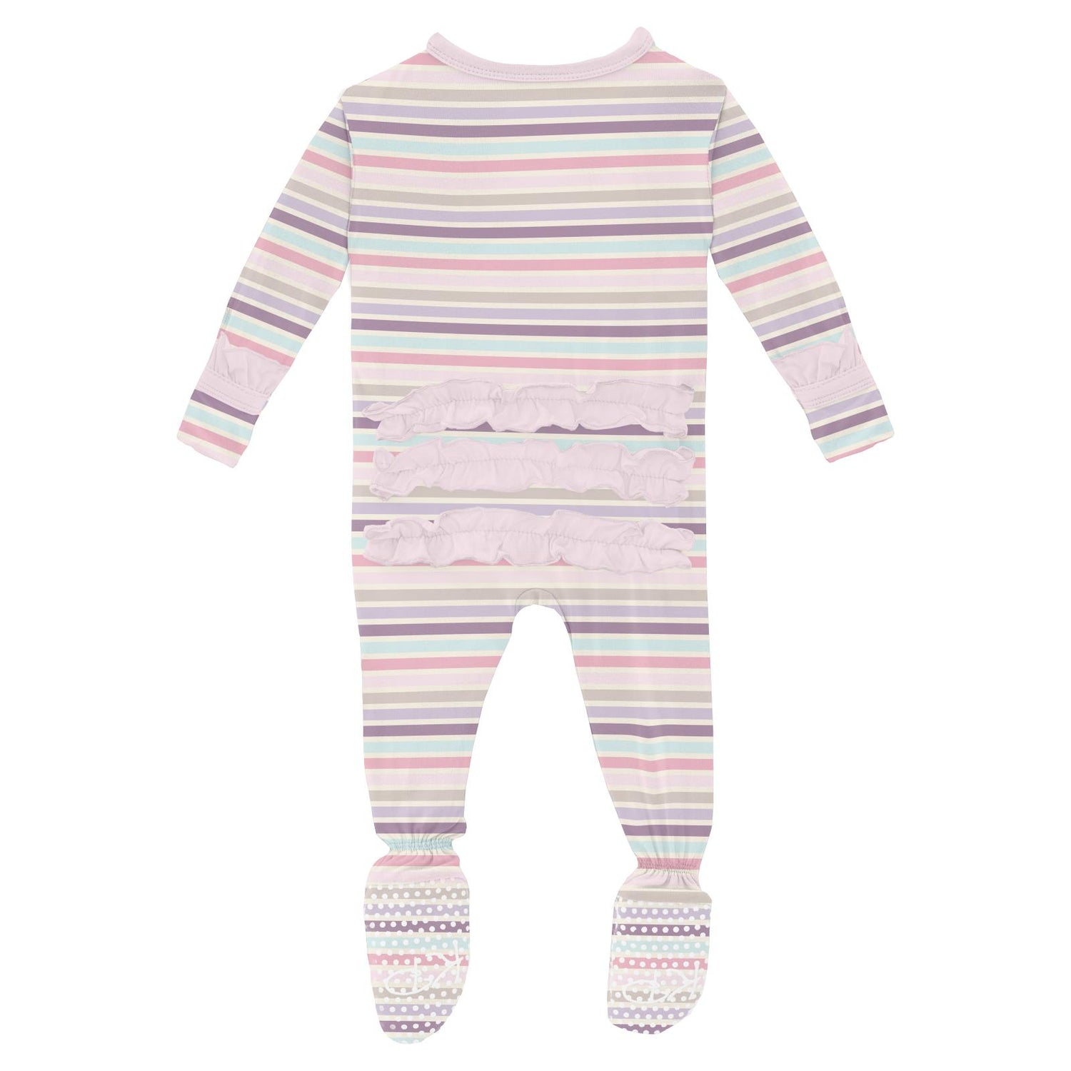 Print Classic Ruffle Footie with 2 Way Zipper in Ice Cream Stripe (336858)