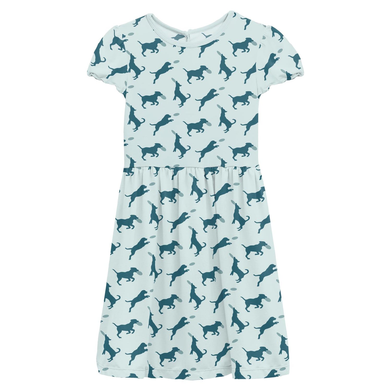 Print Flutter Sleeve Twirl Dress with Pockets in Fresh Air Frisbee Labs (336853)