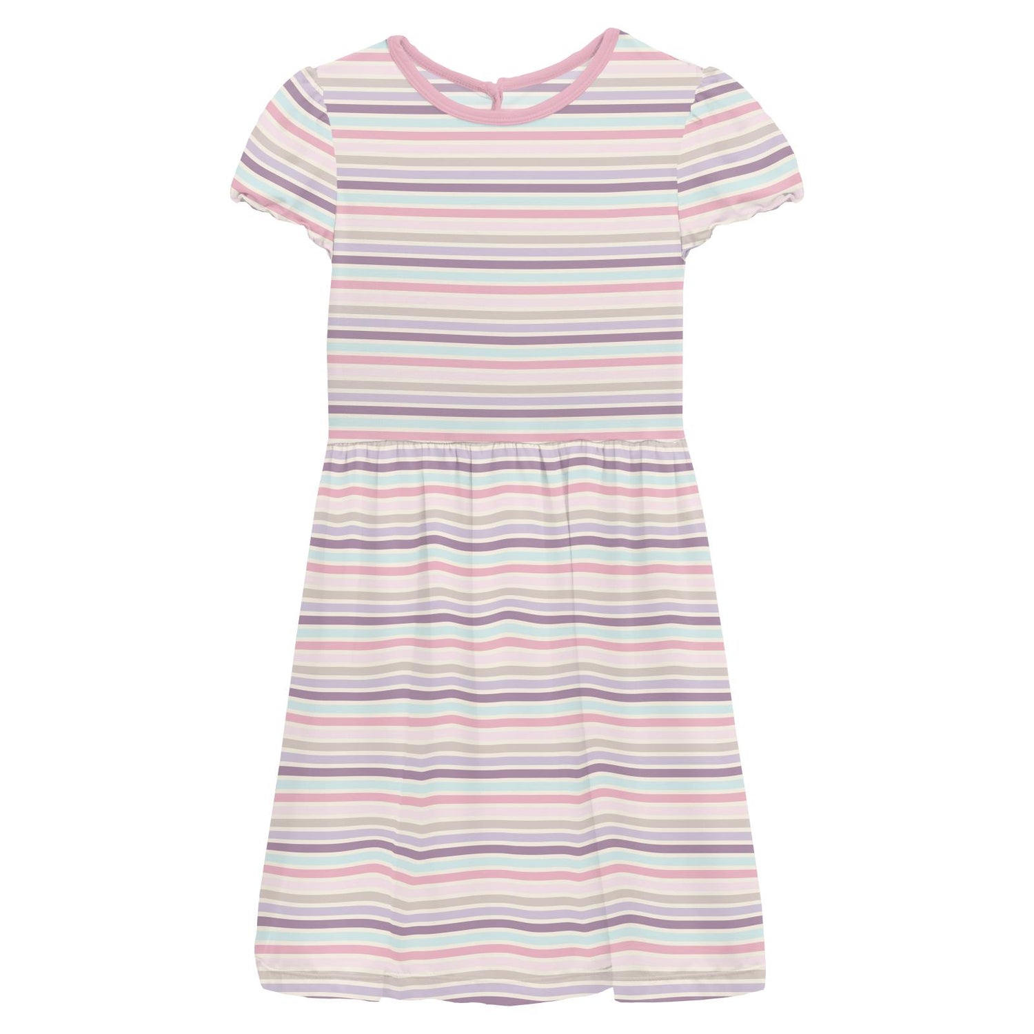 Print Flutter Sleeve Twirl Dress with Pockets in Ice Cream Stripe (336994)