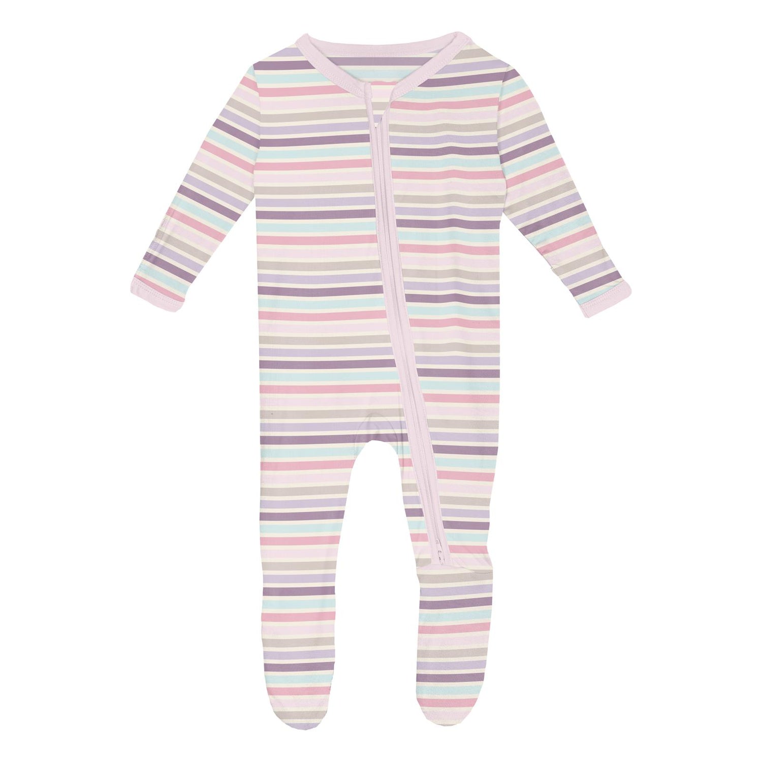 Print Footie with 2 Way Zipper in Ice Cream Stripe (337333)