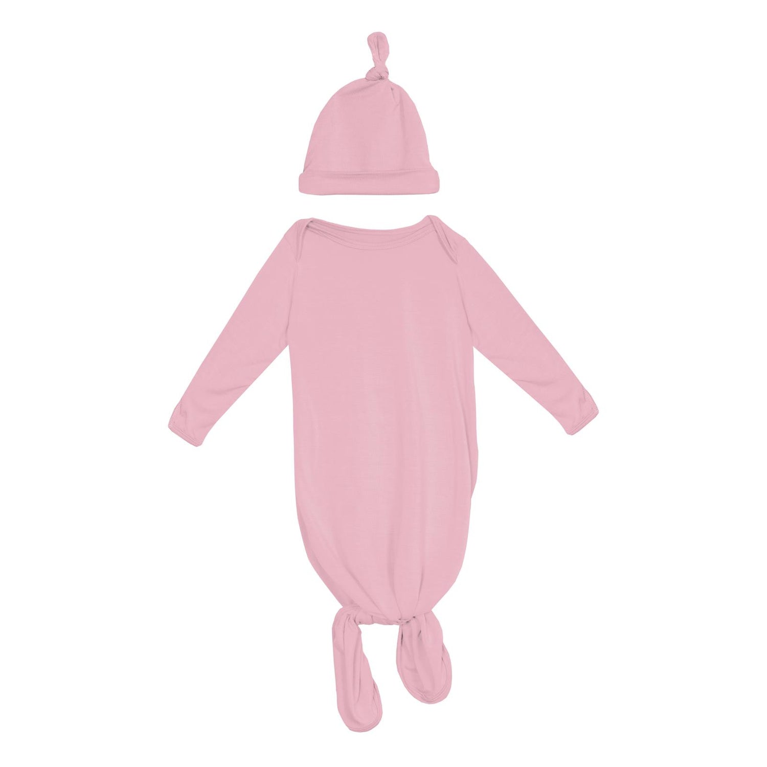 Knotted Layette Gown & Hat Set in Cake Pop