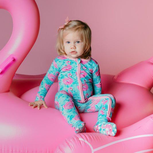 Print Footie with 2 Way Zipper in Pool Party (337602)