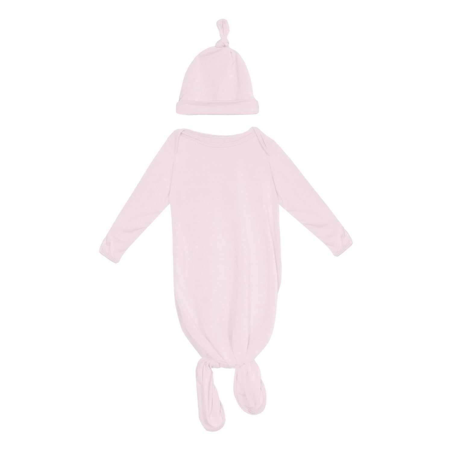 Knotted Layette Gown & Hat Set in Shrinking Violet
