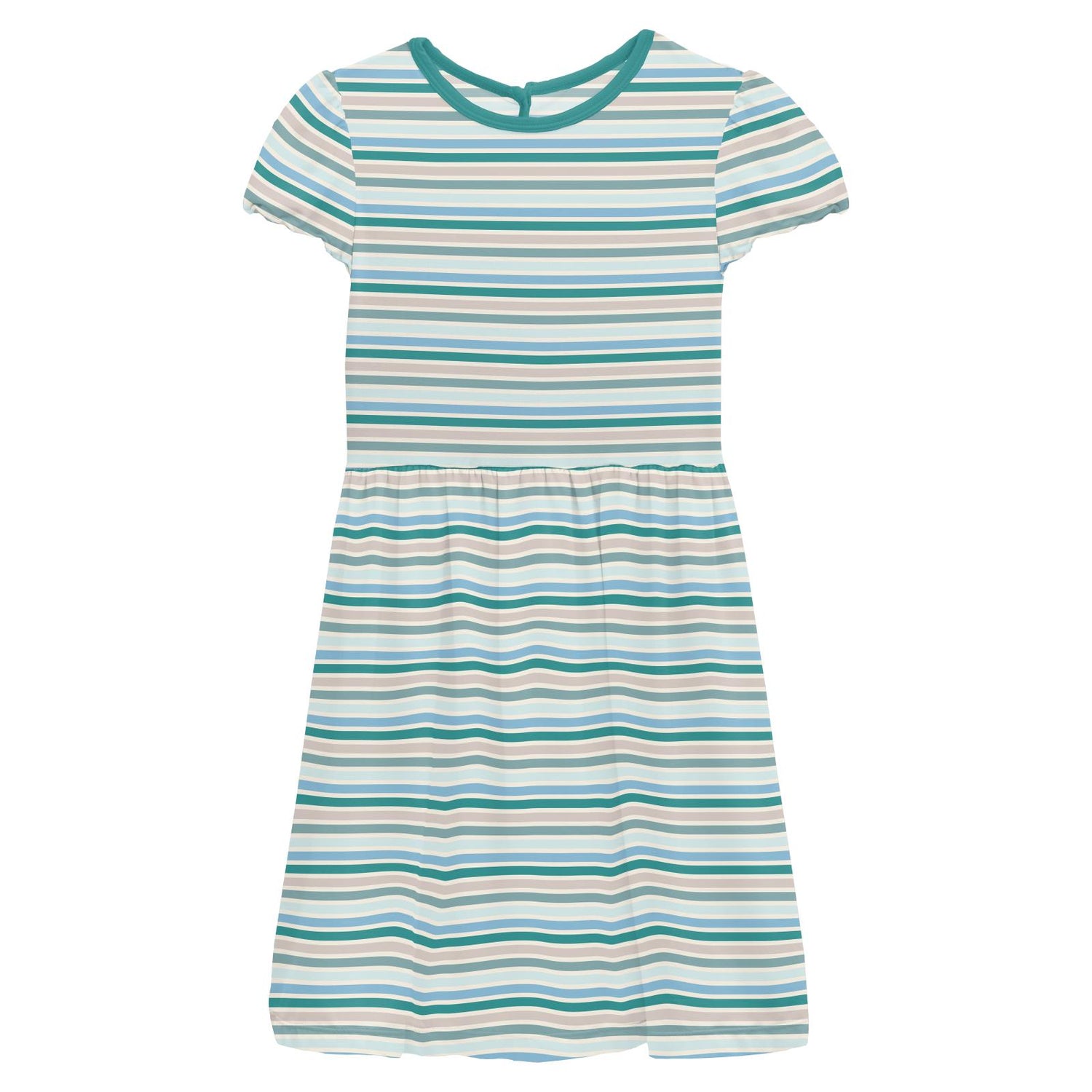 Print Flutter Sleeve Twirl Dress with Pockets in Lakeside Stripe (337643)