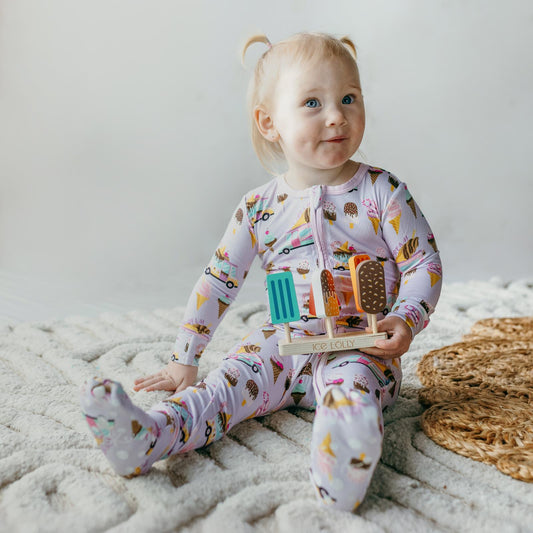 Print Footie with 2 Way Zipper in Thistle Ice Cream Truck (337755)