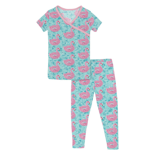 Print Short Sleeve Kimono Pajama Set in Pool Party (337887)