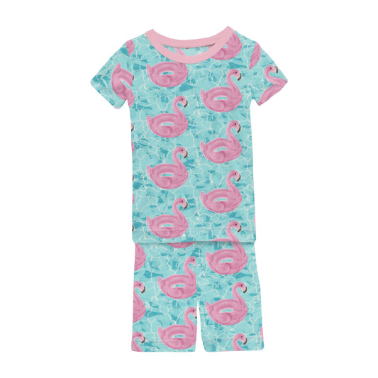 Print Short Sleeve Pajama Set with Shorts in Pool Party (337880)