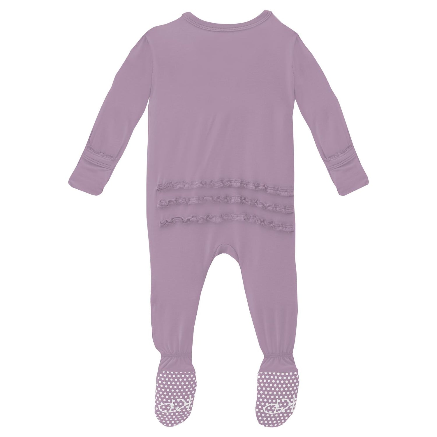 Muffin Ruffle Footie with 2 Way Zipper in Lavender