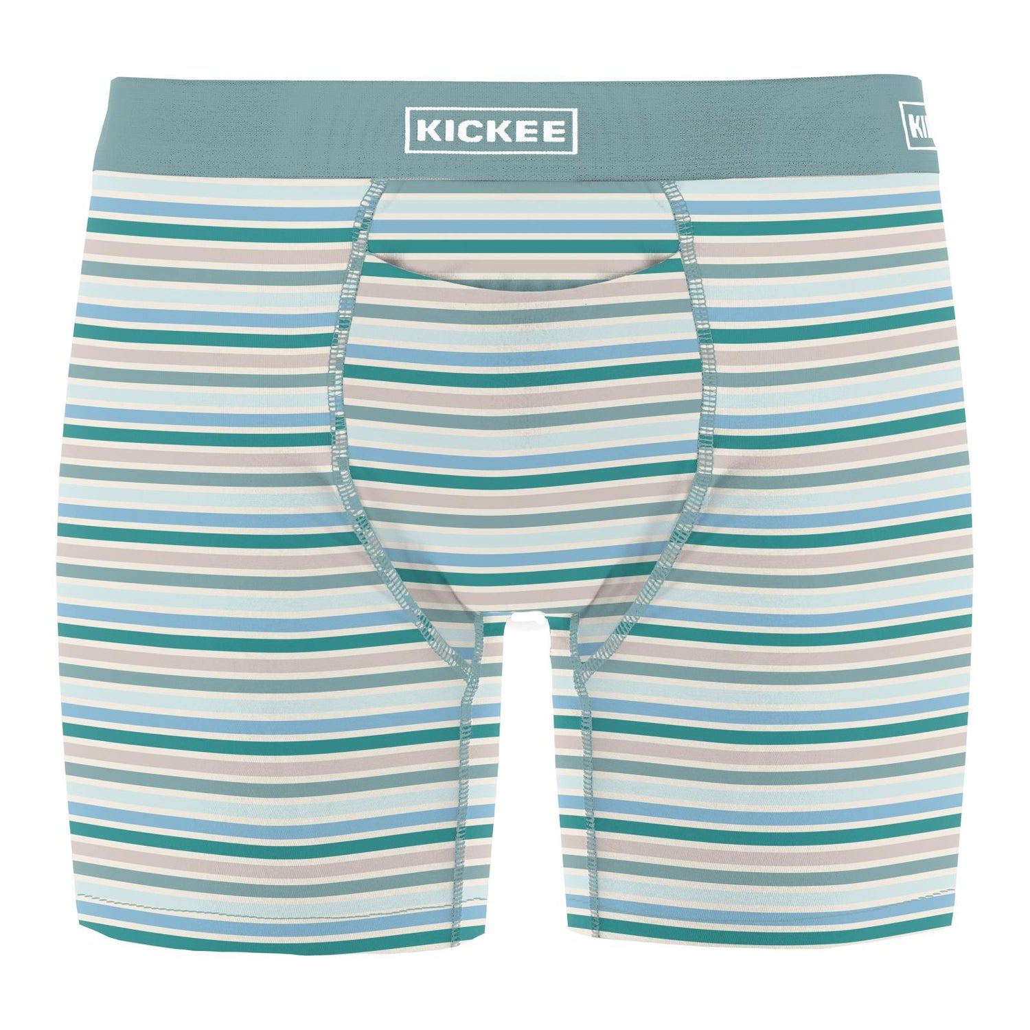 Men's Print Mid-Length Boxer Brief with Top Fly in Lakeside Stripe