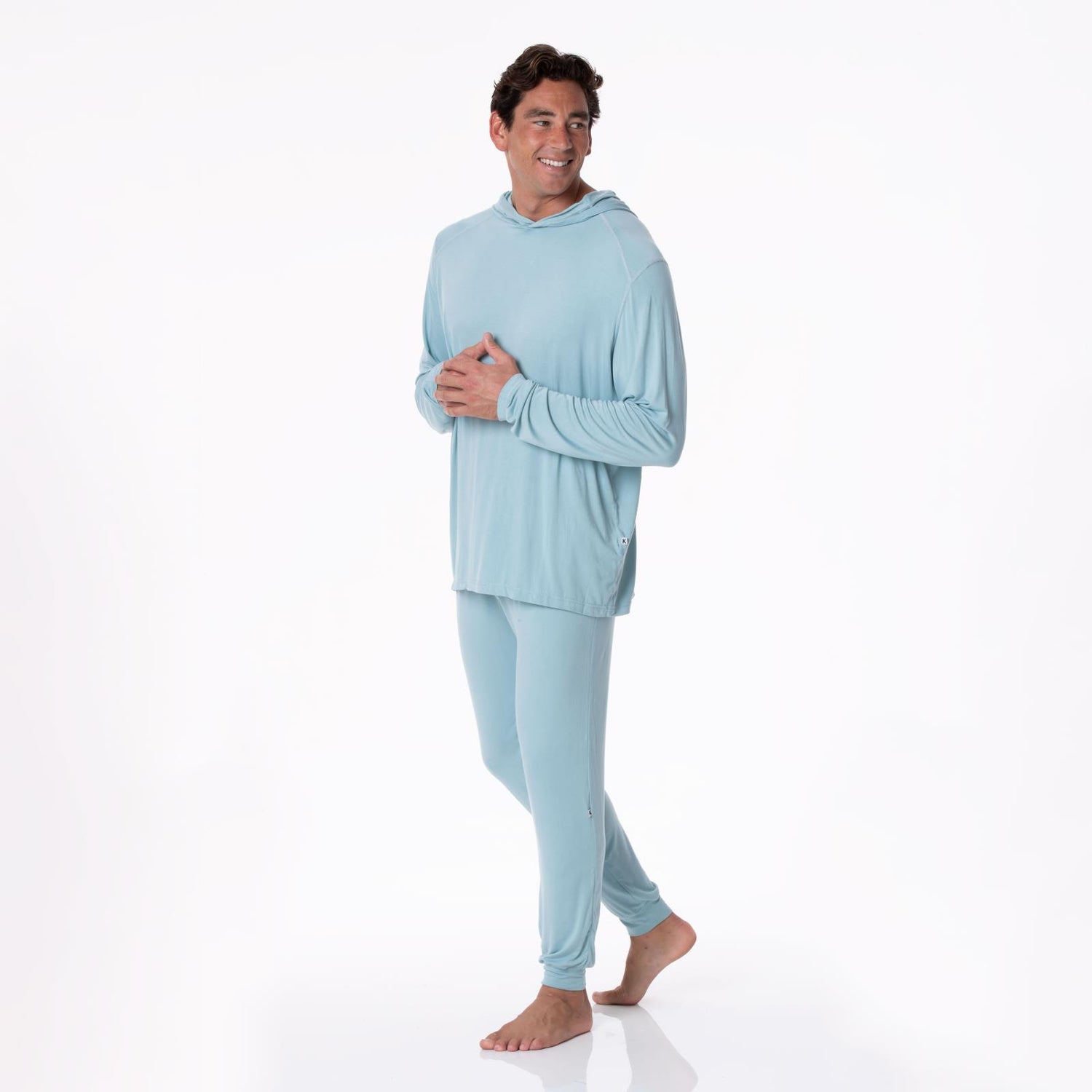 Men's Long Sleeve Hooded Tee in Stormy Sea