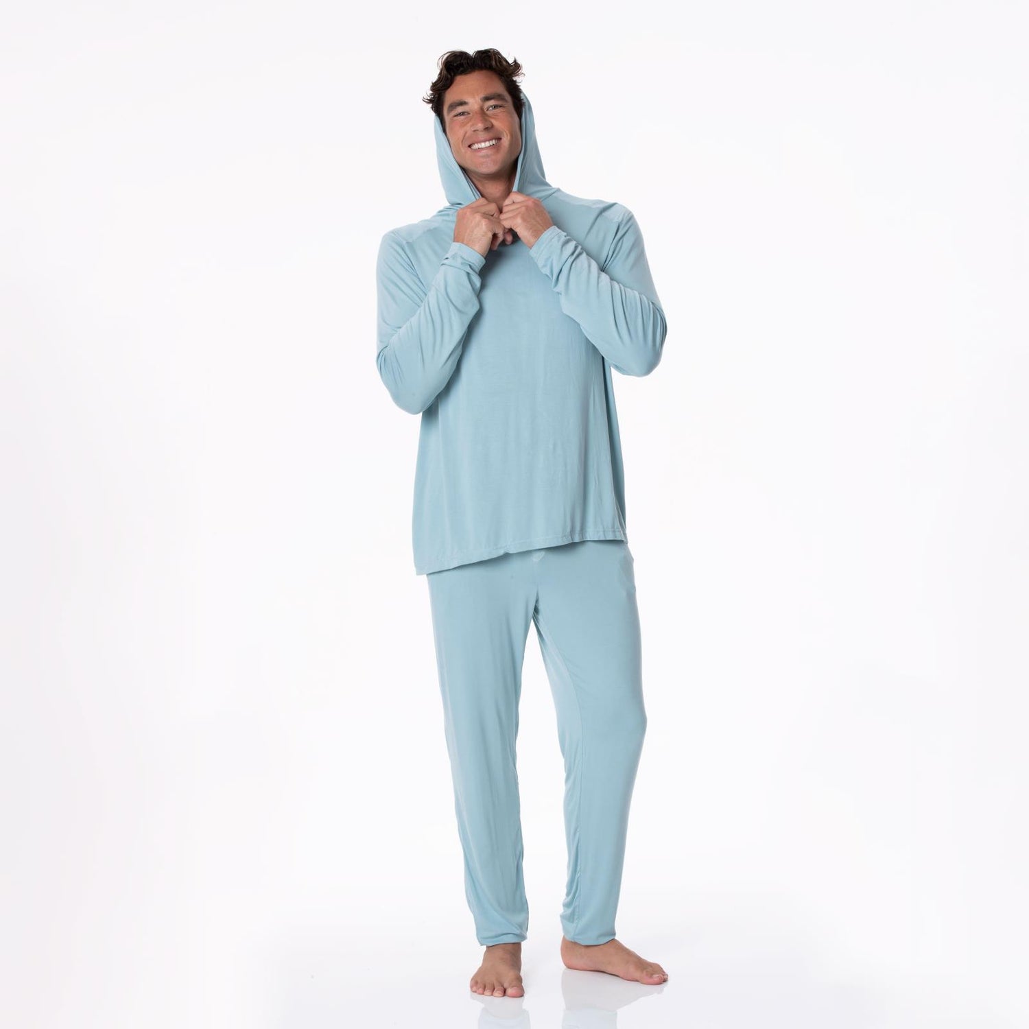 Men's Long Sleeve Hooded Tee in Stormy Sea