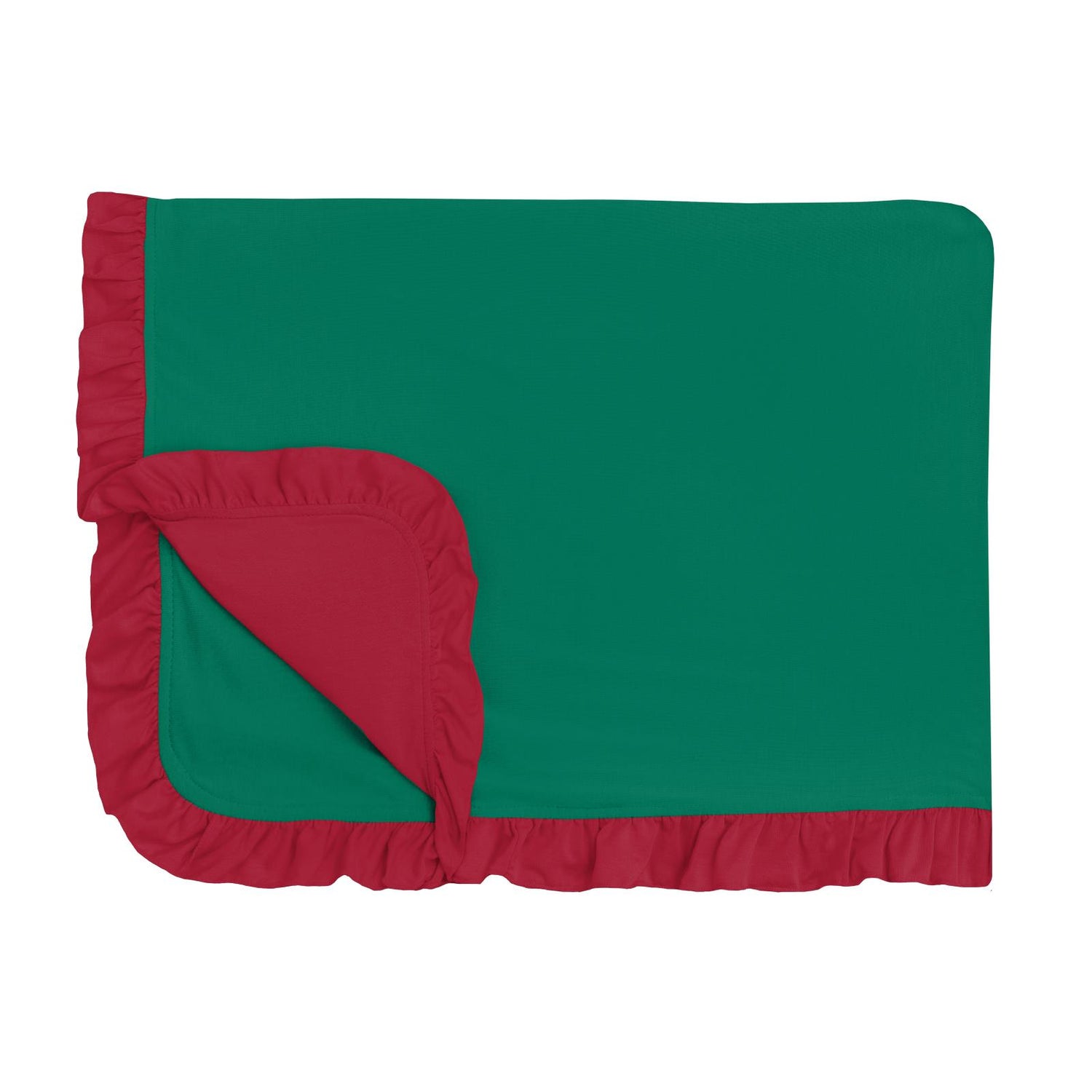 Ruffle Toddler Blanket in Leaf with Crimson