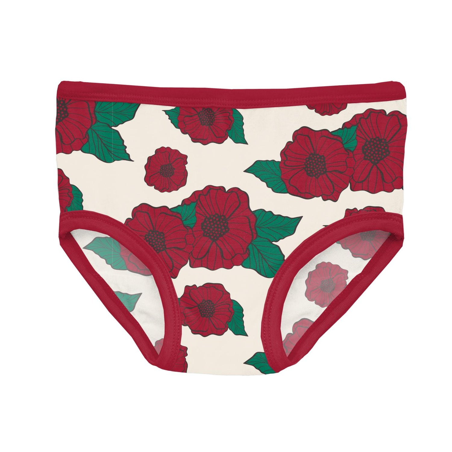 Print Girl's Underwear in Holiday Poppies