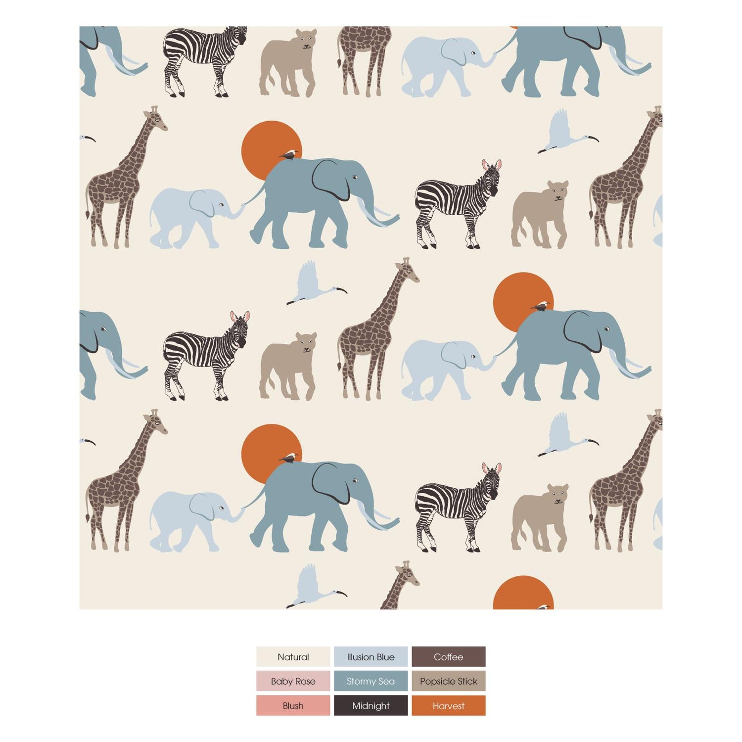 Print Quilted Sleep Bag with 2 Way Zipper in Stormy Sea Stripe/Natural Just So Animals