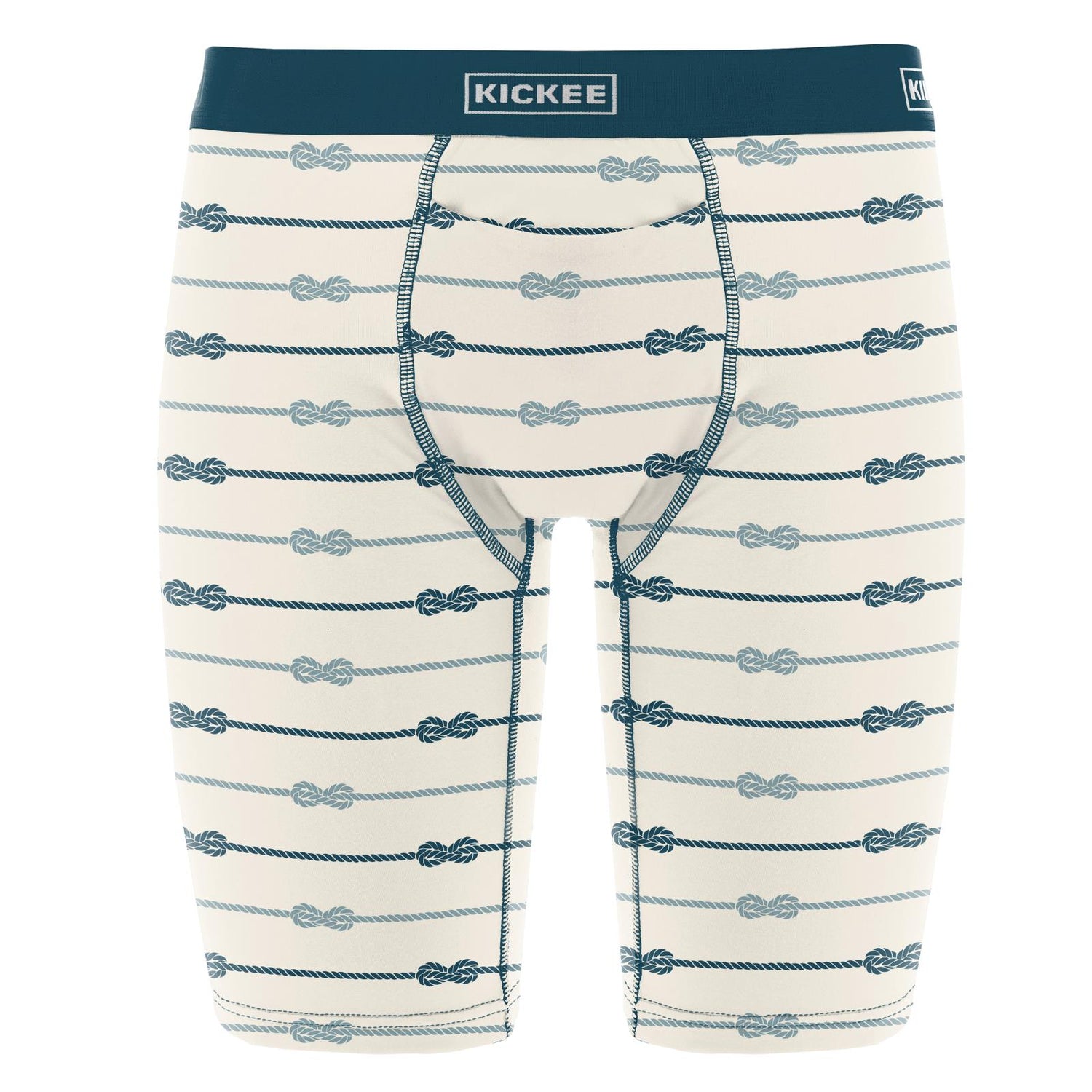 Men's Print Long Boxer Brief with Top Fly in Natural Boat Rope
