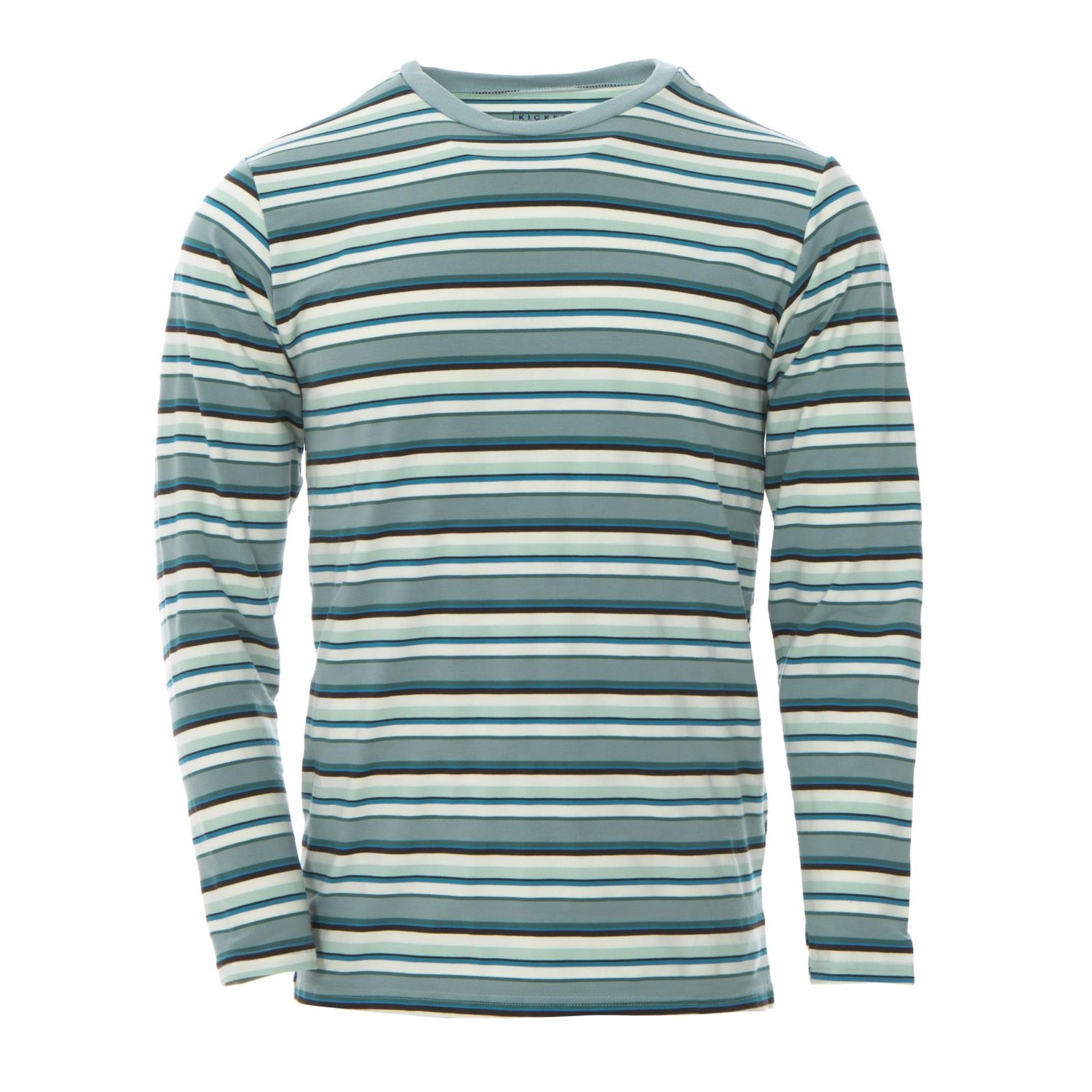 Men's Print Long Sleeve  Luxe Jersey Tee in Multi Agriculture Stripe