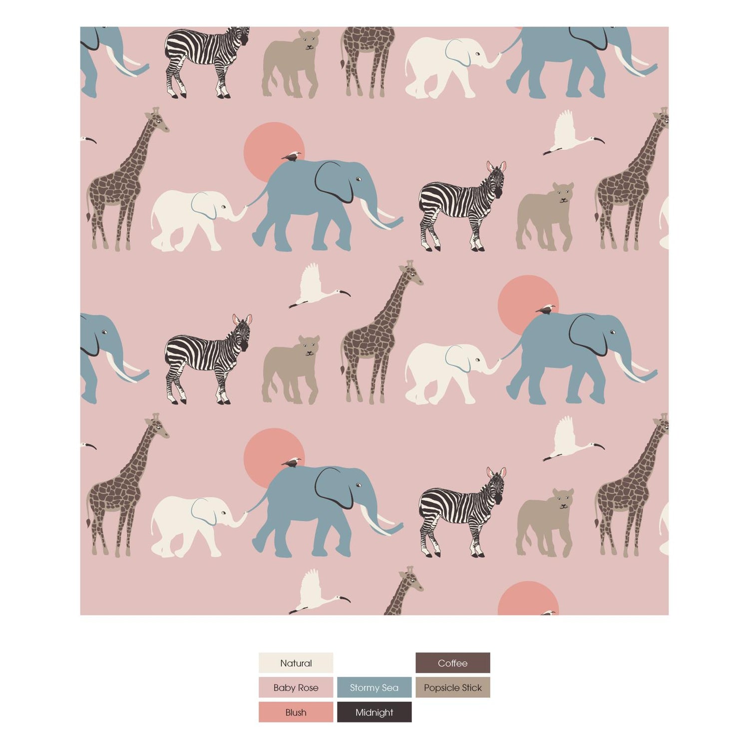 Print Quilted Jacket with Sherpa-Lined Hood in Baby Rose Just So Animals/Illusion Blue Damask