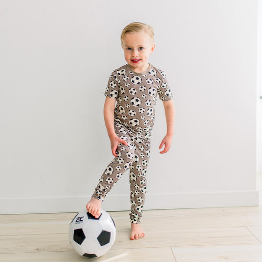 Print Short Sleeve Pajama Set in Portabella Soccer (370014)