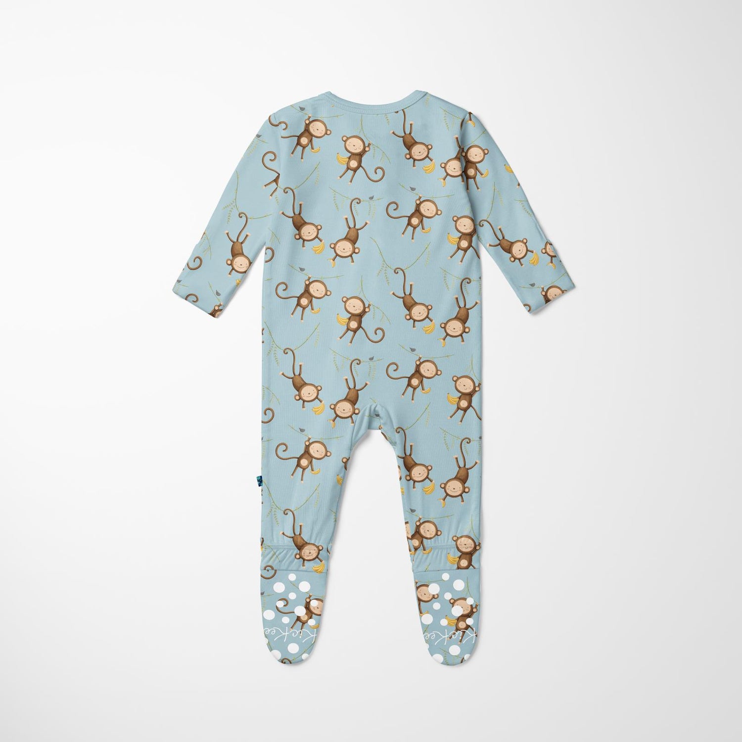 Print Footie with 2 Way Zipper in Spring Sky Monkeys & Bananas (370059)