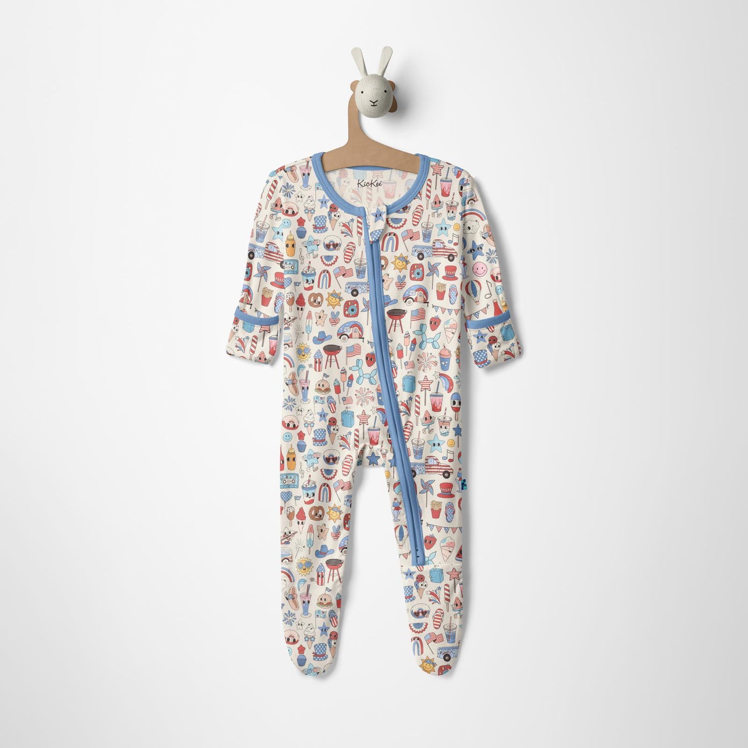 Print Footie with 2 Way Zipper in Party USA (370504)