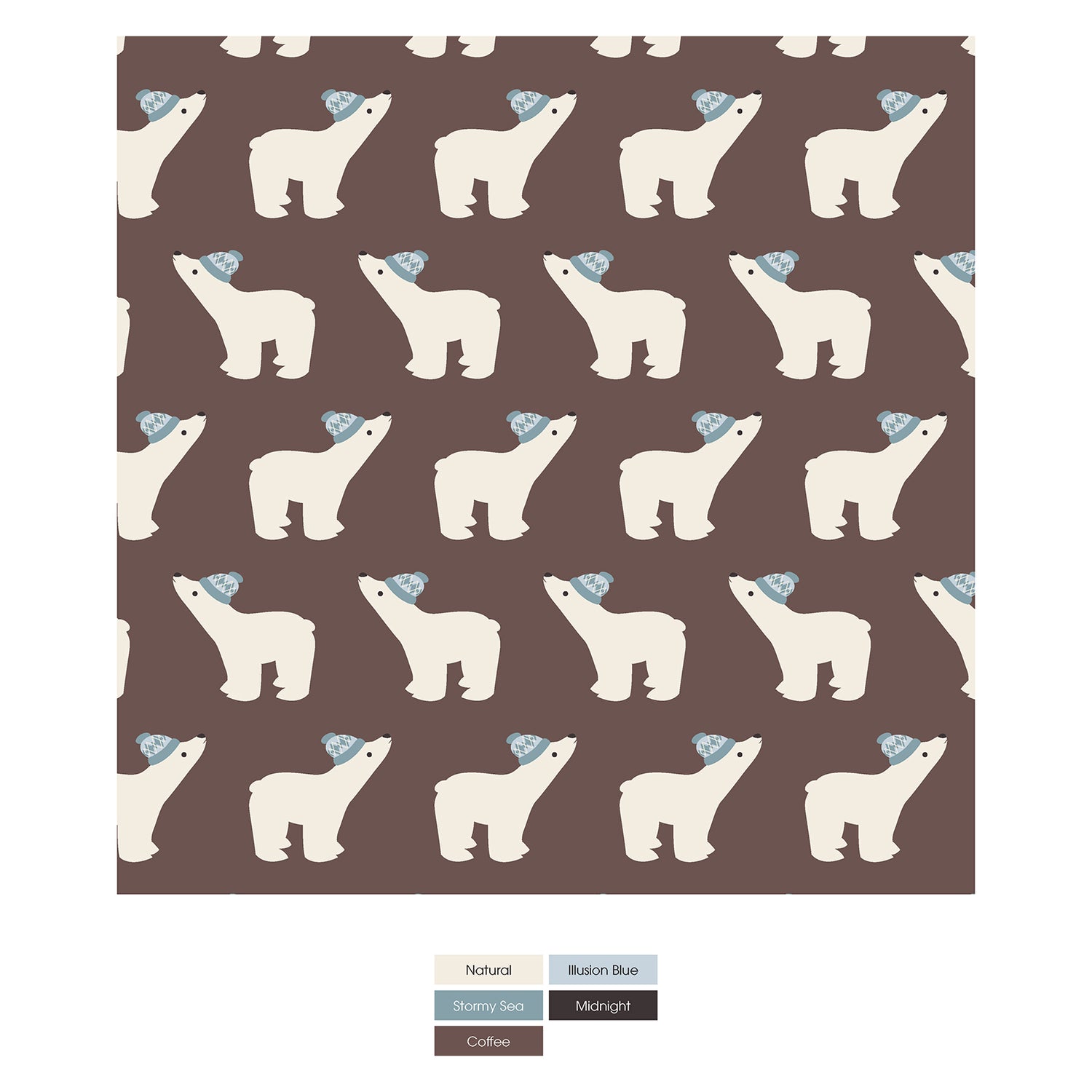 Print Casual Pants in Coffee Polar Bears (302877)