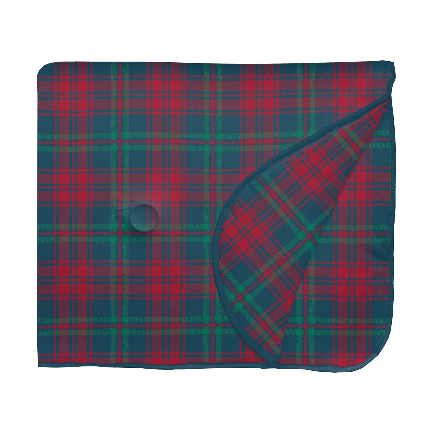 Print Fluffle Throw Blanket with Embroidery in Peacock Plaid (341168)