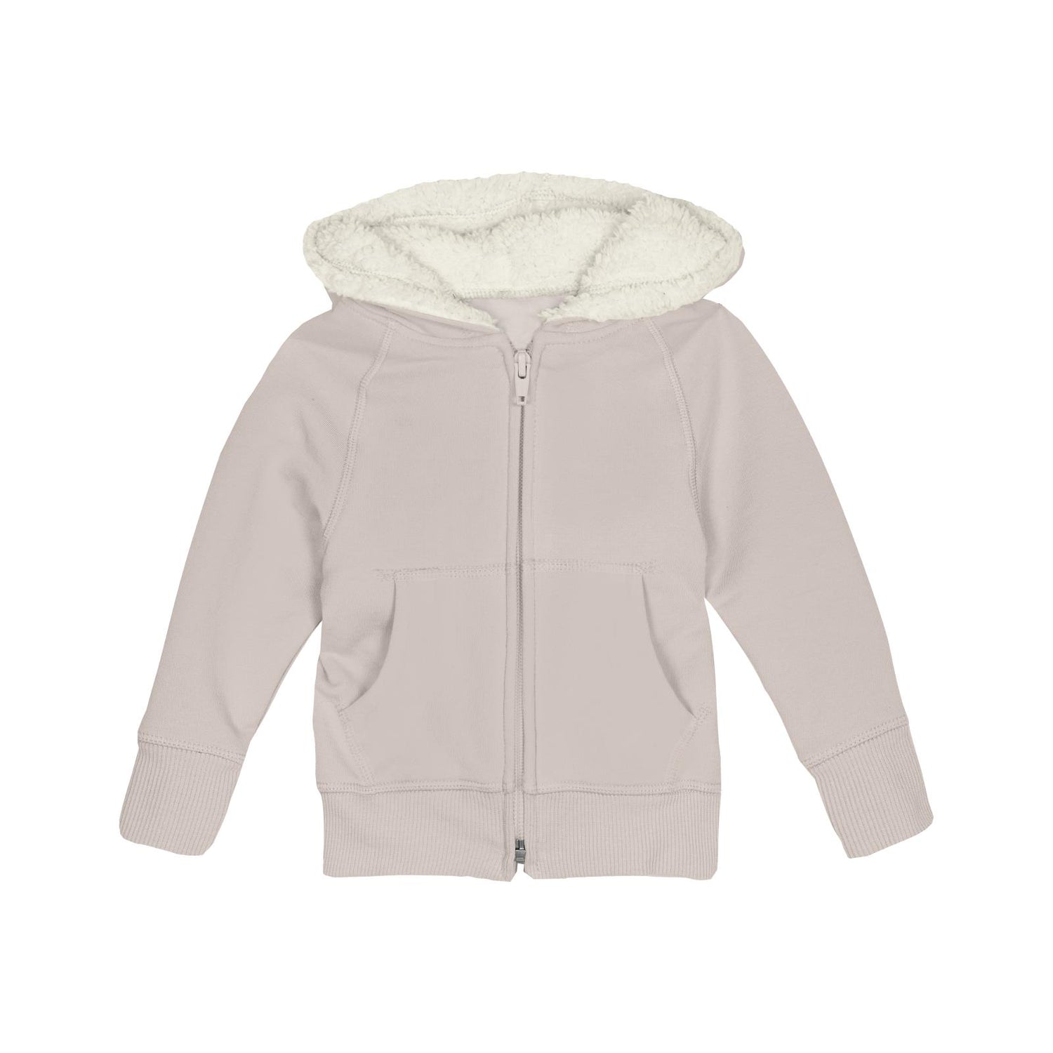 Fleece Zip-Front Hoodie with Sherpa-lined Hood in Latte