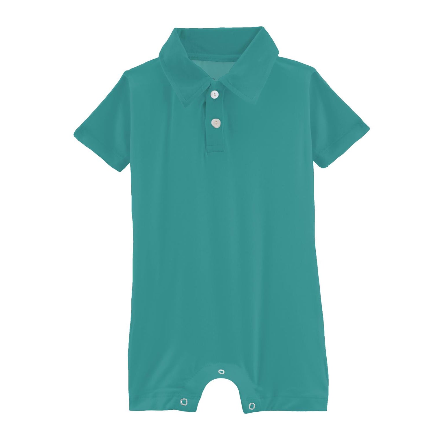 Short Sleeve Polo Romper in Agave (310805)