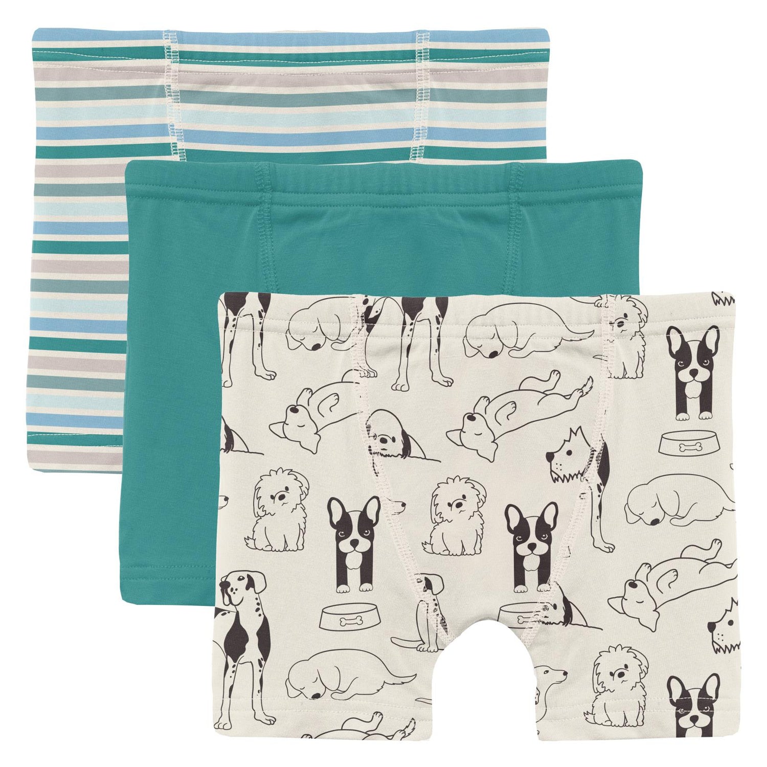 Print Boxer Brief Set of 3 in Lakeside Stripe, Agave & Natural Dogs (310810)