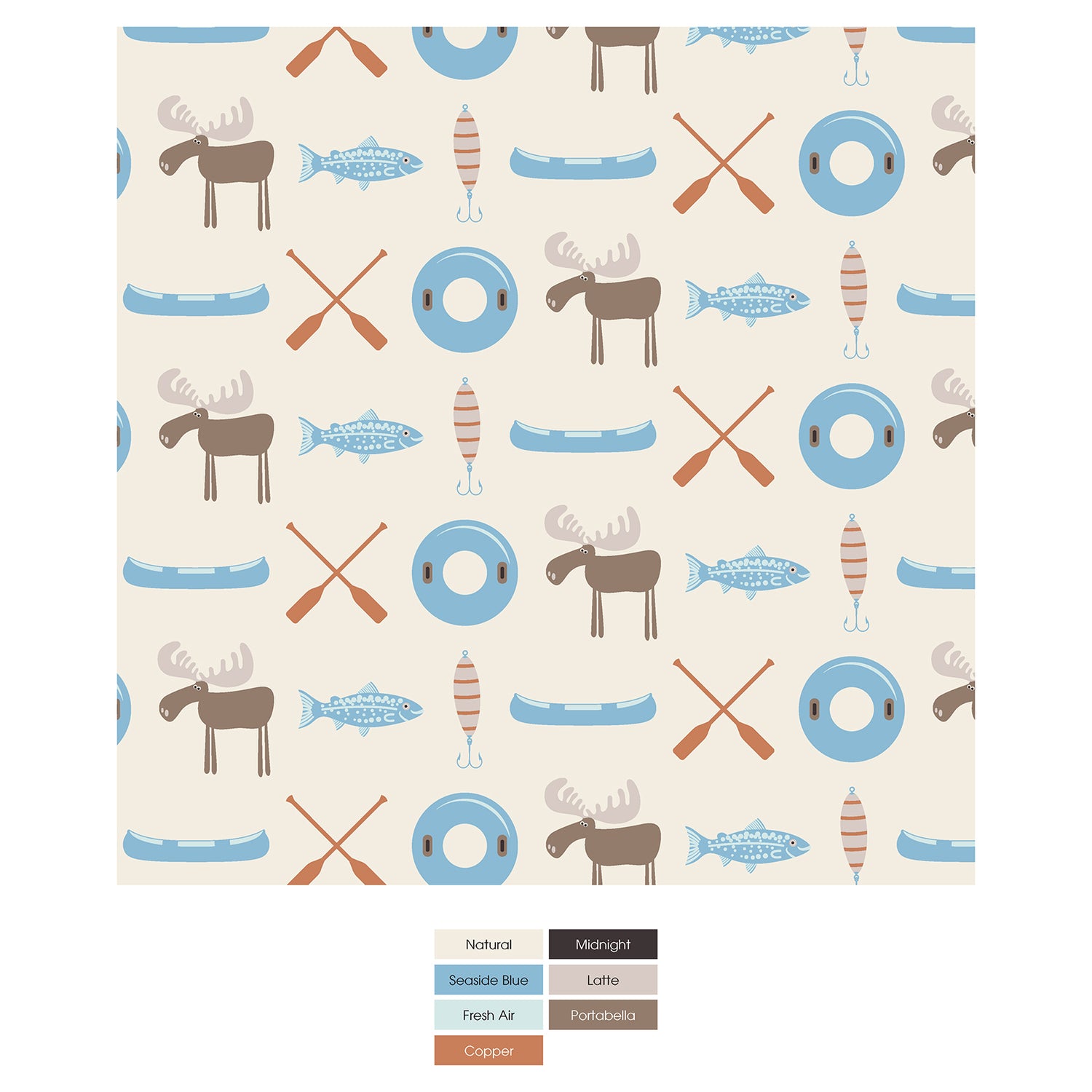 Print Convertible Sleeper with Zipper in Natural Lake Life (324376)