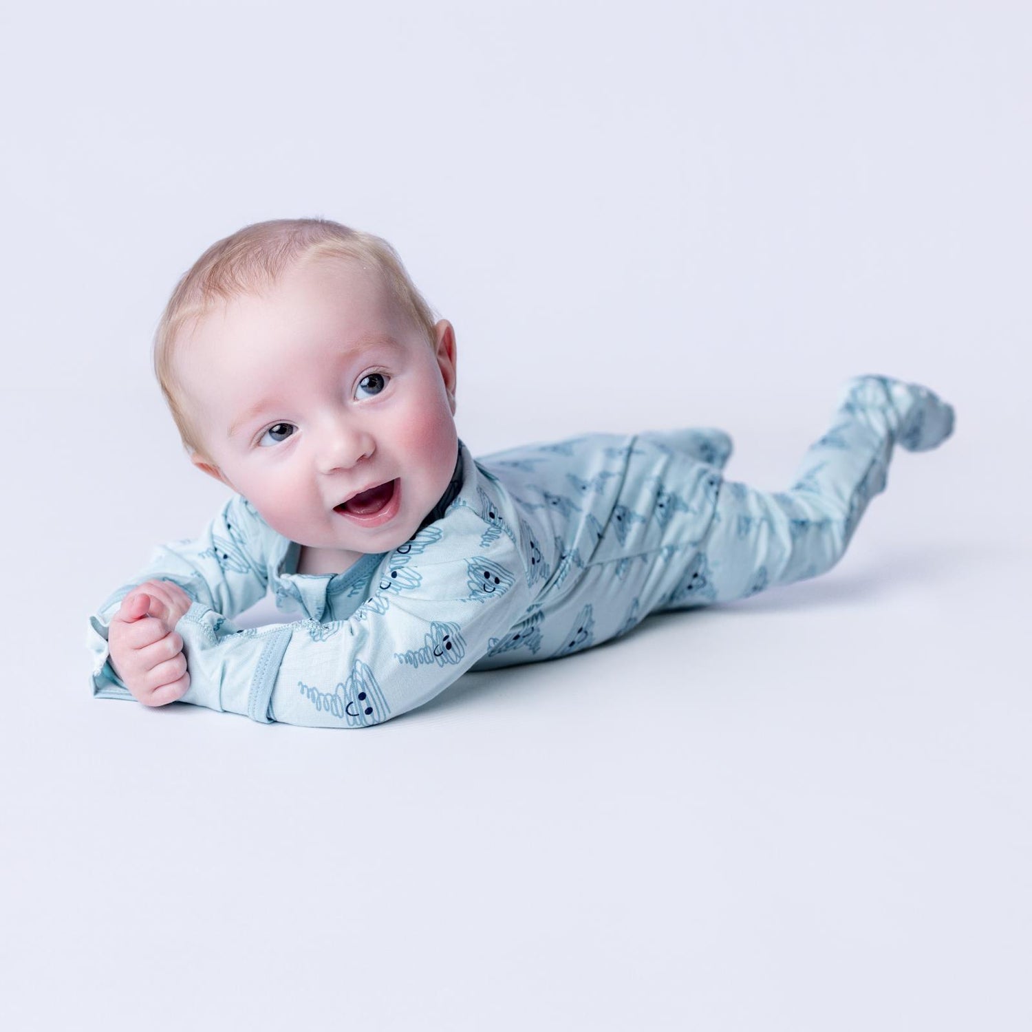 Print Footie with 2 Way Zipper in Spring Sky Happy Tornado (335635)