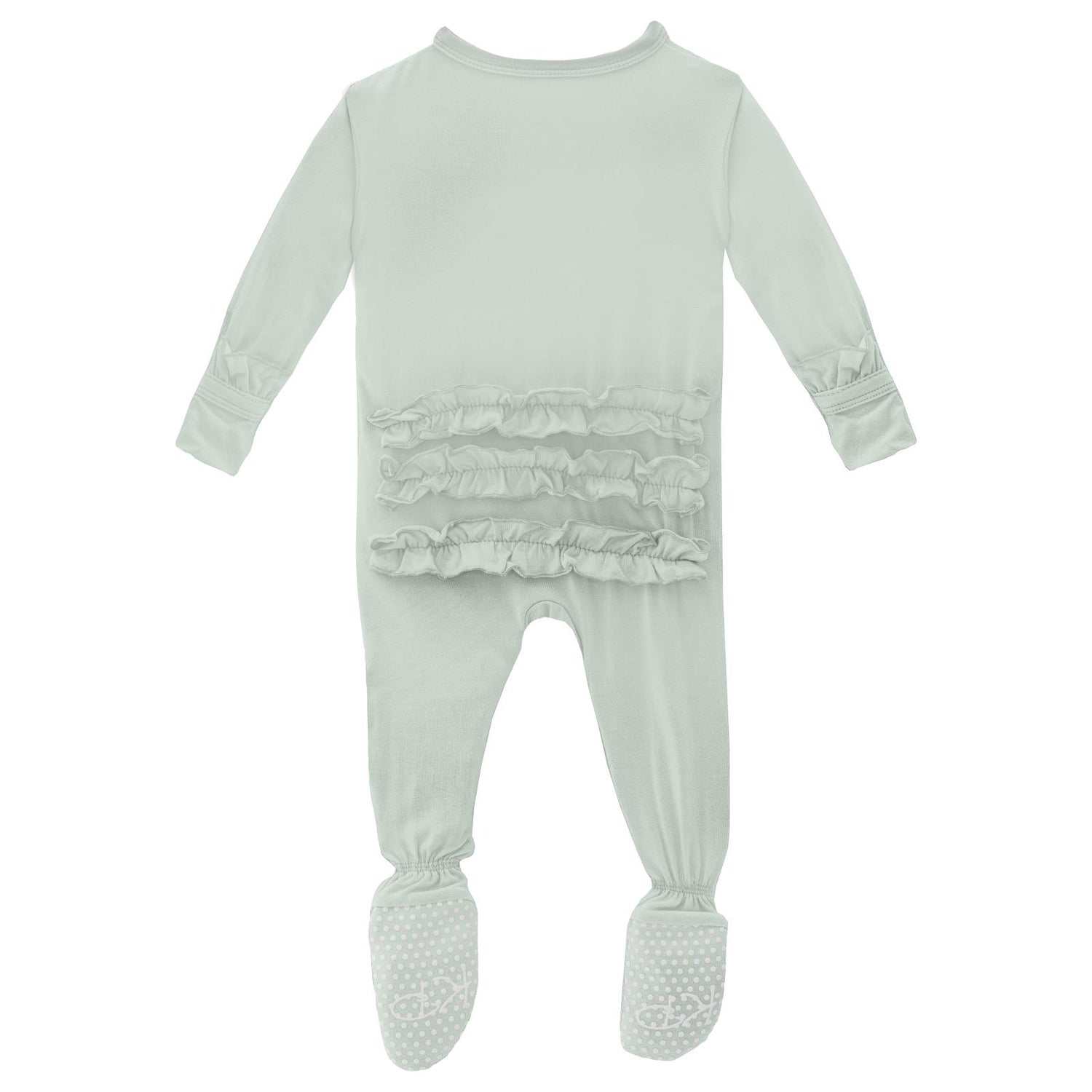 Layette Ruffle Footie with 2 Way Zipper in Aloe (332268)