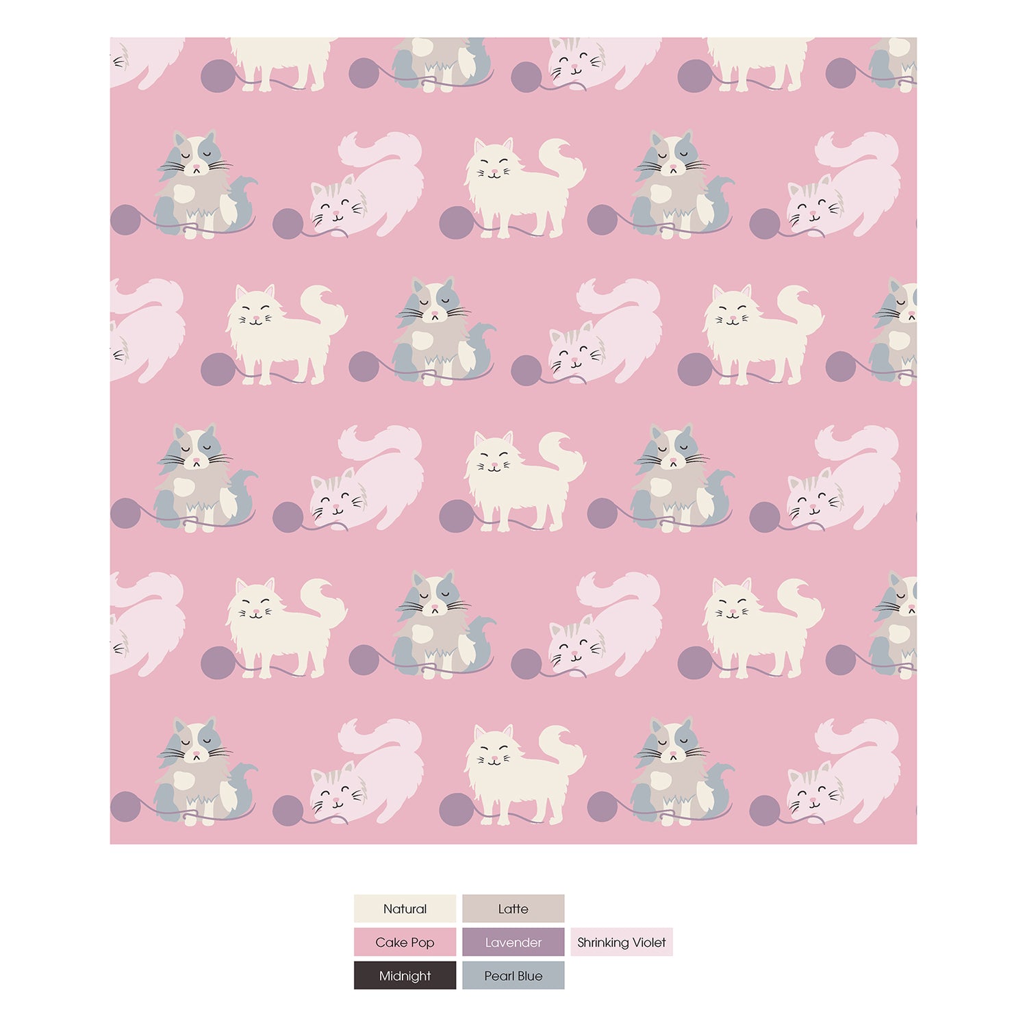 Print Short Sleeve Pajama Set in Cake Pop Cats and Yarn (316107)