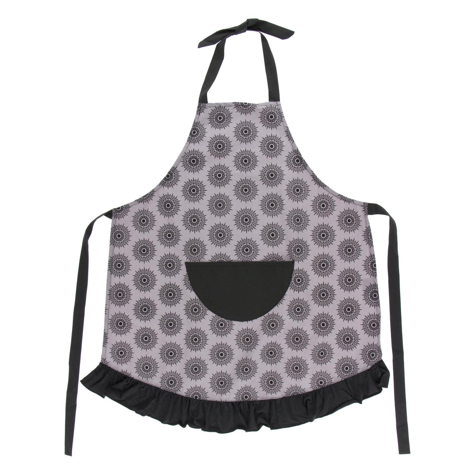 Print Ruffle Apron in Feather Mandala