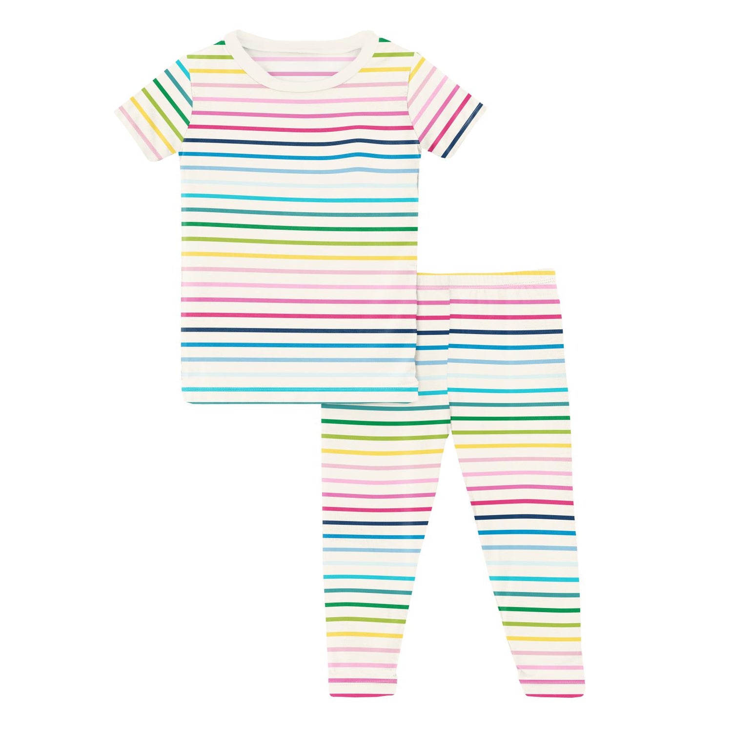 Print Short Sleeve Pajama Set in Happy Stripe (321455)
